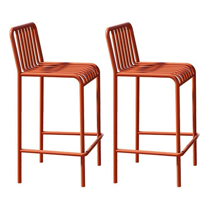 Modern Armless Backrest Counter Stool Iron Courtyard Bar Stool with Seat and Pedal