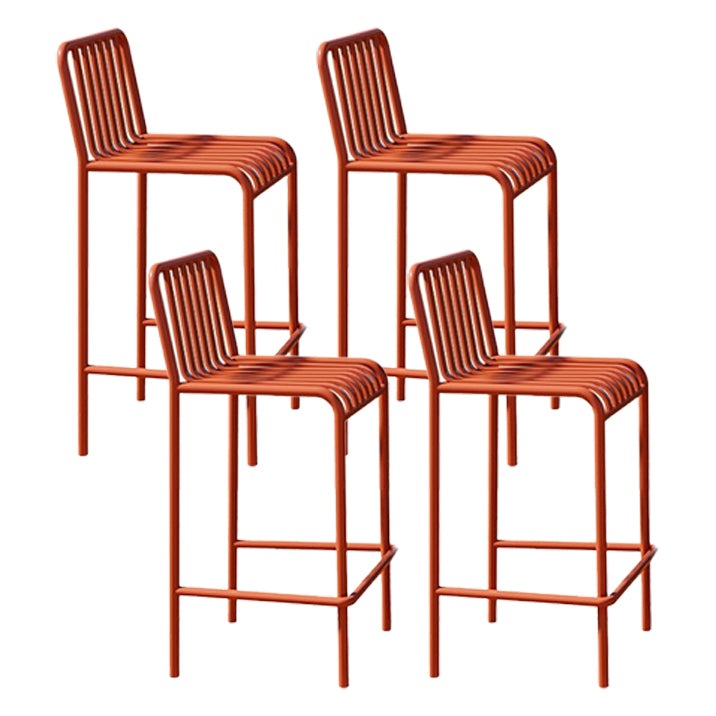 Modern Armless Backrest Counter Stool Iron Courtyard Bar Stool with Seat and Pedal