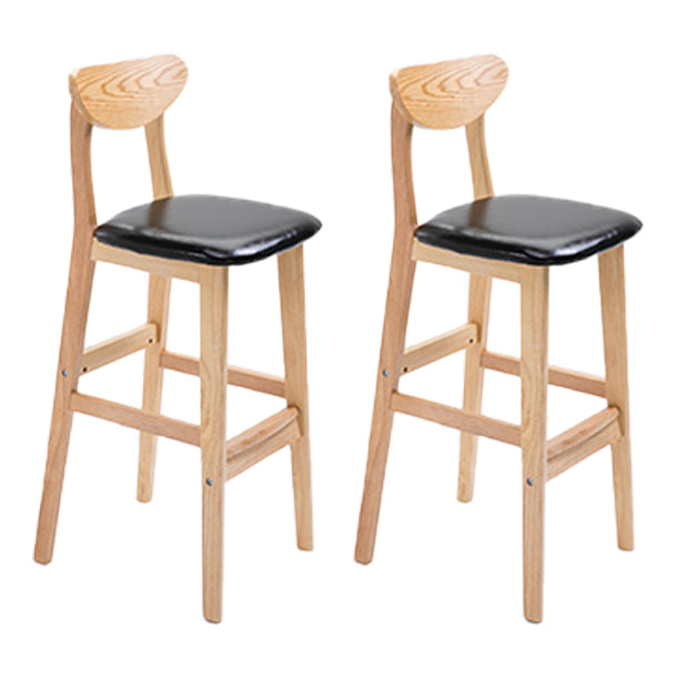 Scandinavian Oak Wood Home Stool Matte Finish Upholstered Bar Stools
