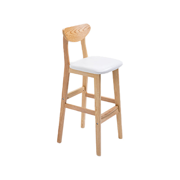Scandinavian Oak Wood Home Stool Matte Finish Upholstered Bar Stools