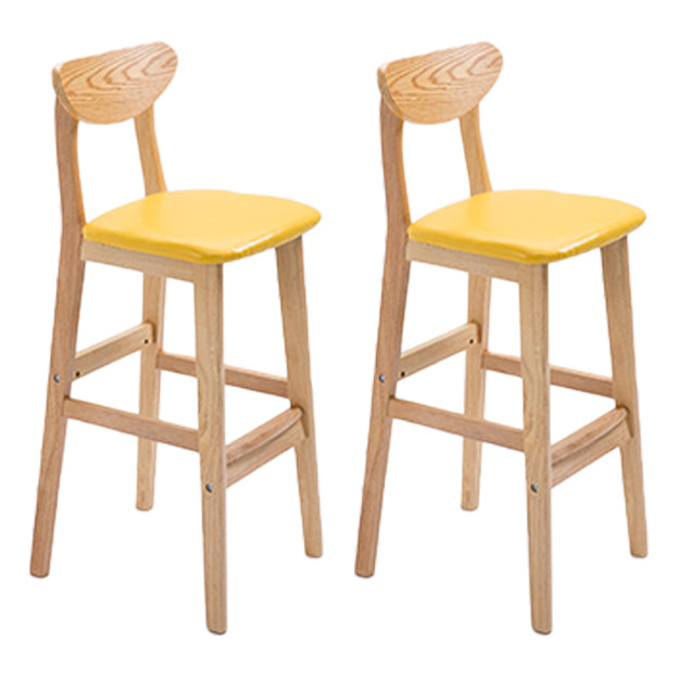 Scandinavian Oak Wood Home Stool Matte Finish Upholstered Bar Stools