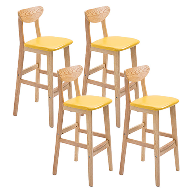 Scandinavian Oak Wood Home Stool Matte Finish Upholstered Bar Stools
