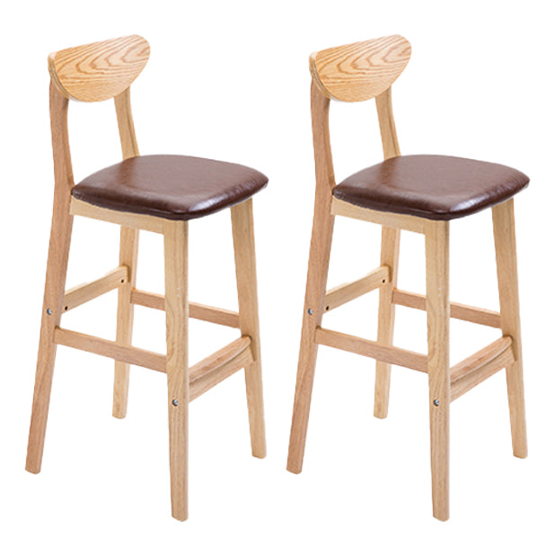 Scandinavian Oak Wood Home Stool Matte Finish Upholstered Bar Stools