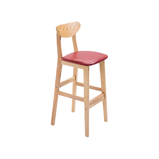 Scandinavian Oak Wood Home Stool Matte Finish Upholstered Bar Stools