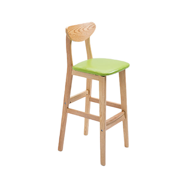 Scandinavian Oak Wood Home Stool Matte Finish Upholstered Bar Stools