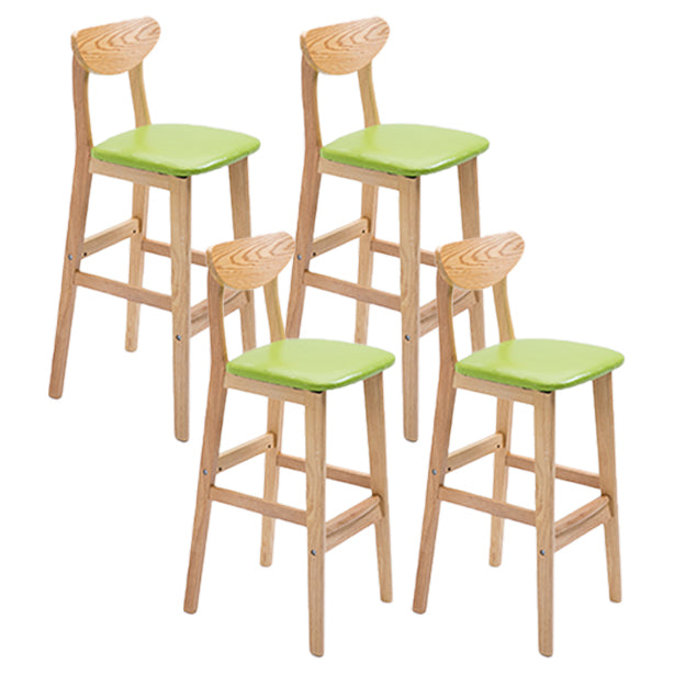 Scandinavian Oak Wood Home Stool Matte Finish Upholstered Bar Stools