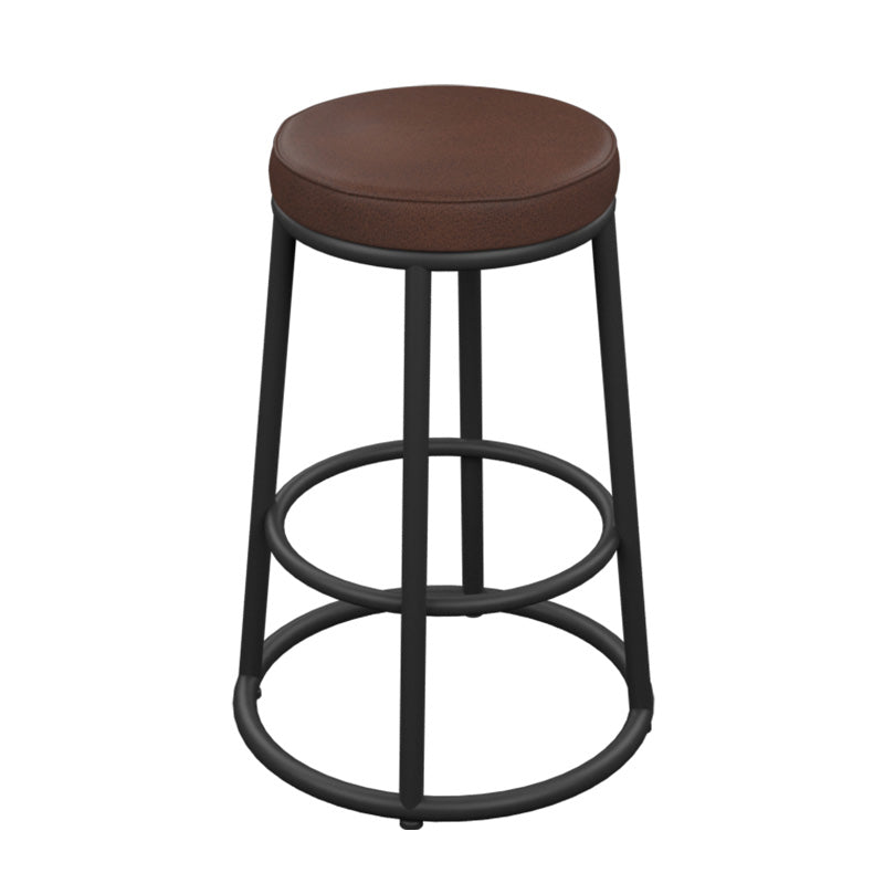 Industrial Armless Backless Counter Stool Iron Cashier Bar Stool with Seat and Pedal