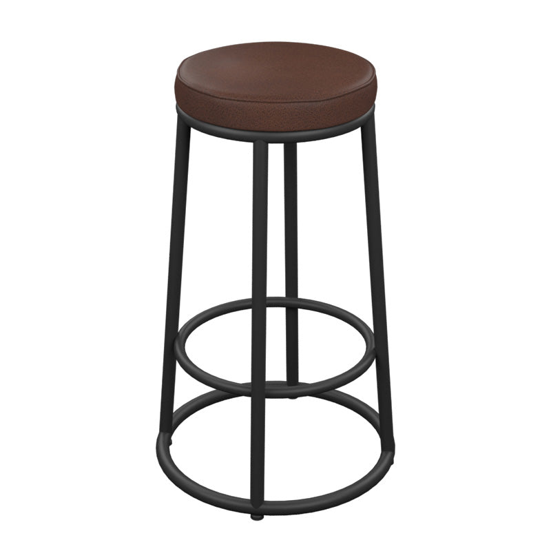 Industrial Armless Backless Counter Stool Iron Cashier Bar Stool with Seat and Pedal