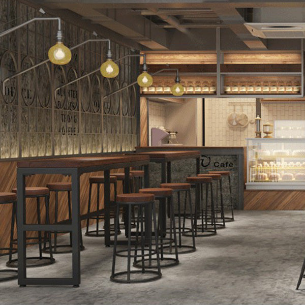 Industrial Armless Backless Counter Stool Iron Cashier Bar Stool with Seat and Pedal