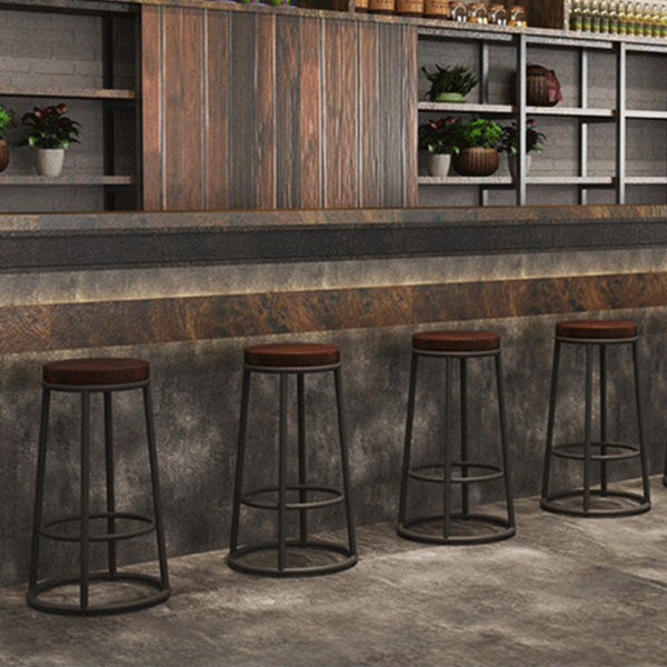 Industrial Armless Backless Counter Stool Iron Cashier Bar Stool with Seat and Pedal