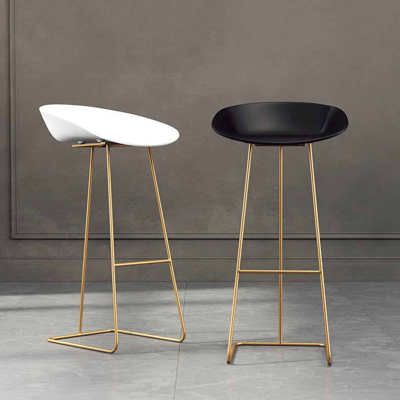 Modern Armless Backrest Counter Stool Iron Bar Stool with Acrylic Seat and Pedal