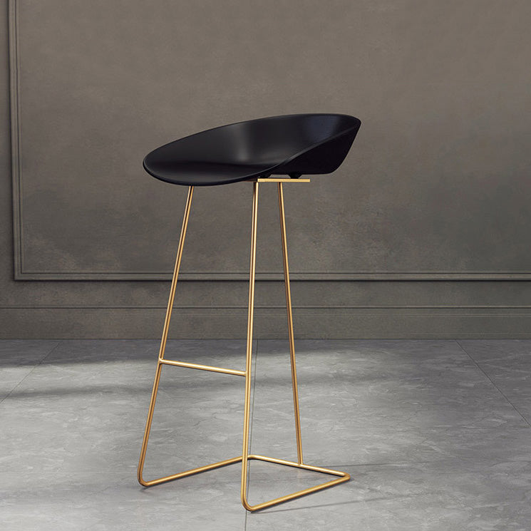 Modern Armless Backrest Counter Stool Iron Bar Stool with Acrylic Seat and Pedal