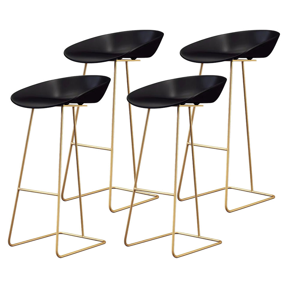 Modern Armless Backrest Counter Stool Iron Bar Stool with Acrylic Seat and Pedal