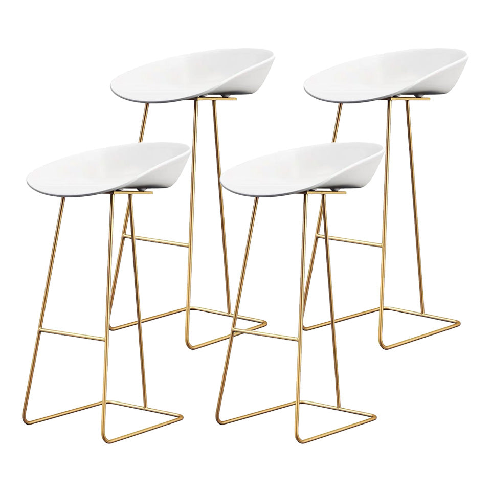 Modern Armless Backrest Counter Stool Iron Bar Stool with Acrylic Seat and Pedal