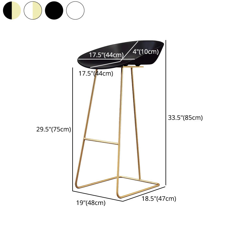Modern Armless Backrest Counter Stool Iron Bar Stool with Acrylic Seat and Pedal