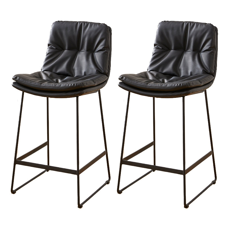 Scandinavian Coffee Shop Footrest Stool Matte Finish PU Leather Barstool