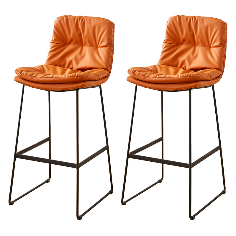 Scandinavian Coffee Shop Footrest Stool Matte Finish PU Leather Barstool