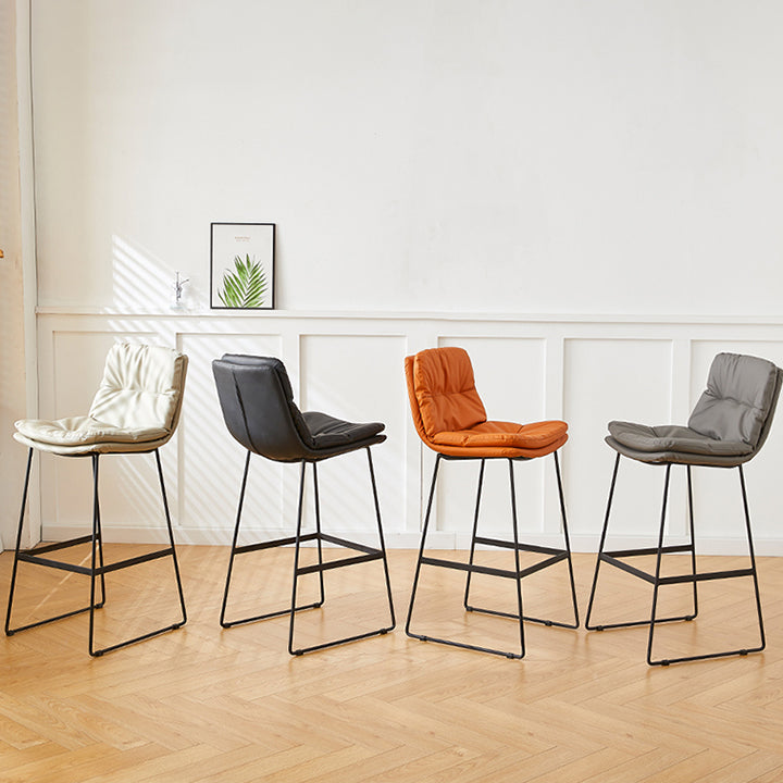 Scandinavian Coffee Shop Footrest Stool Matte Finish PU Leather Barstool