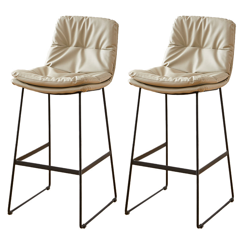 Scandinavian Coffee Shop Footrest Stool Matte Finish PU Leather Barstool