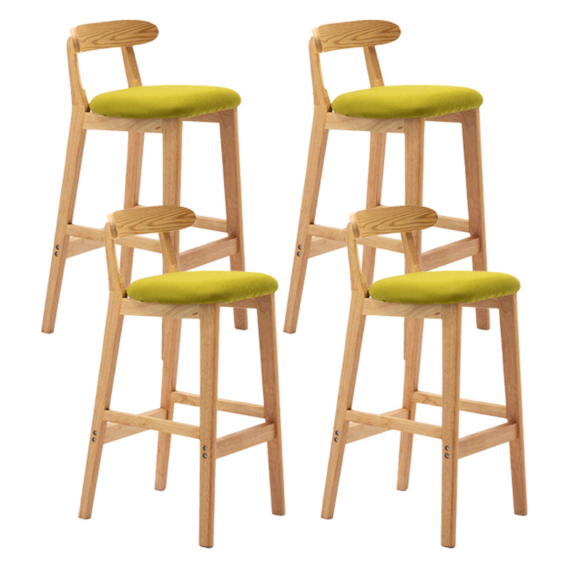 Scandinavian Rubberwood Upholstered Bar Stools Matte Finish Footrest Stool
