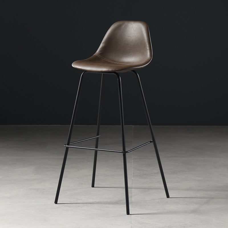 Contemporary Matte Finish PU Leather Barstool Footrest Restaurant Stool