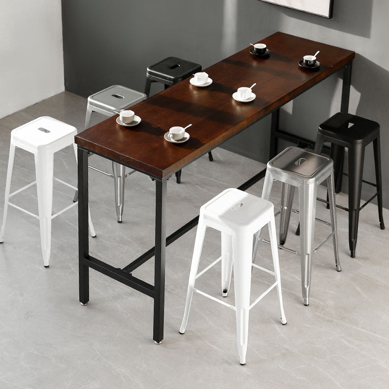 Industrial Footrest Iron Bar Stool Coffee Shop Square Counter Stools