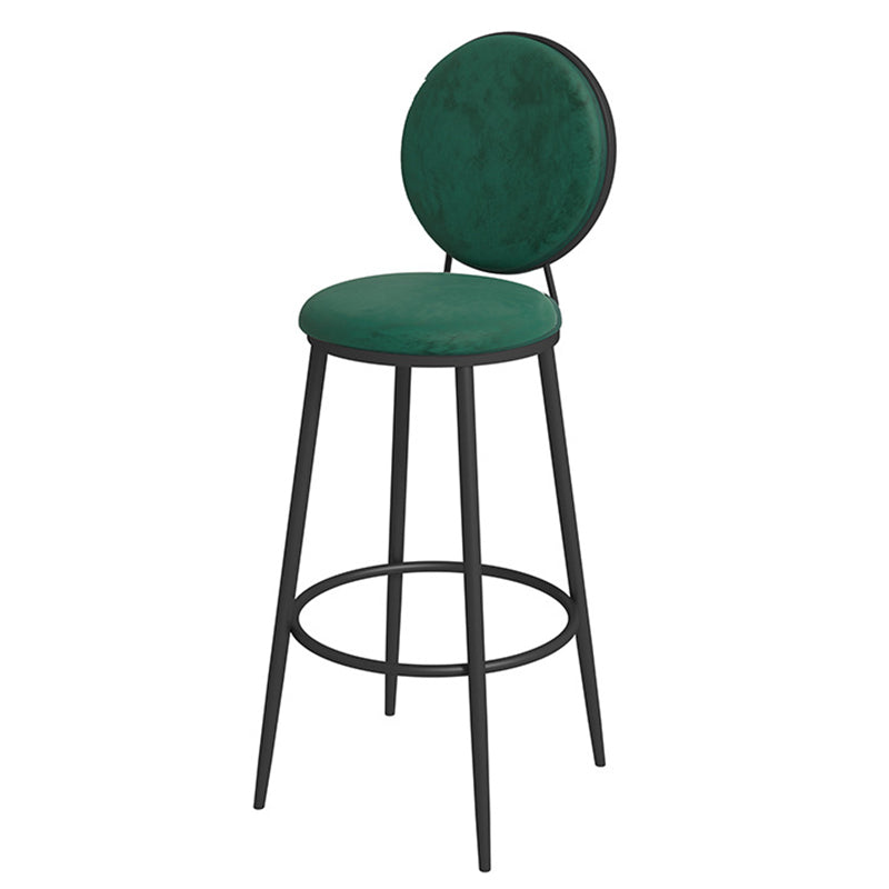 Glam Velvet Restaurant Counter Stool Matte Finish Footrest Barstool