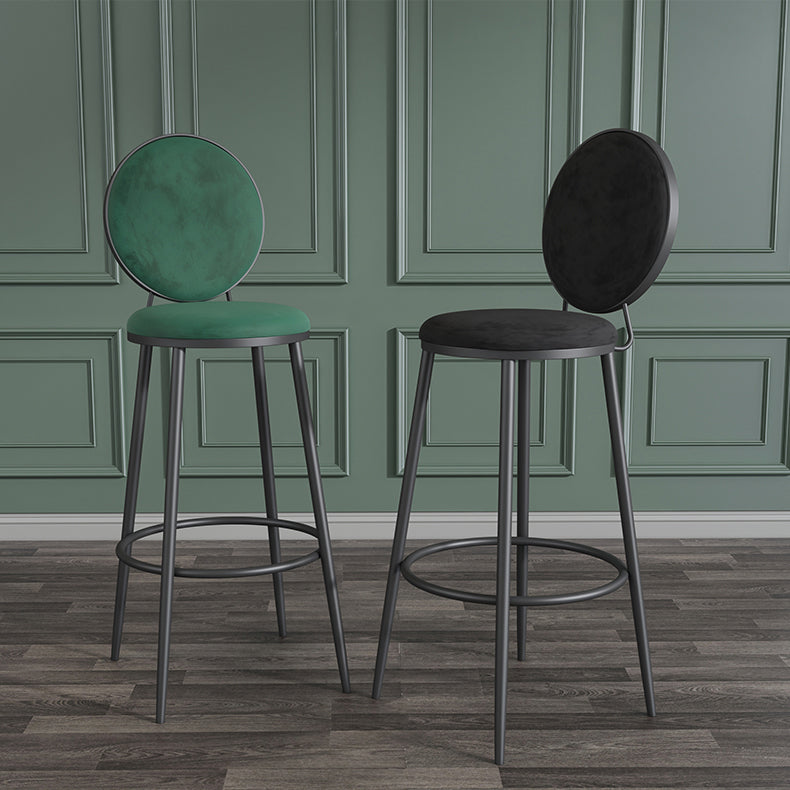 Glam Velvet Restaurant Counter Stool Matte Finish Footrest Barstool