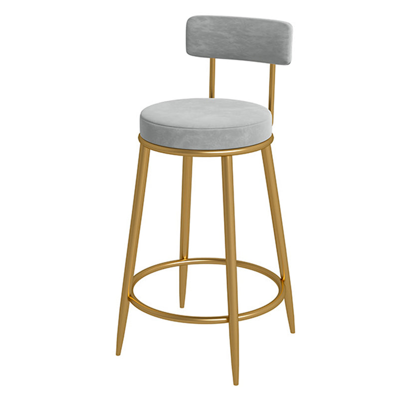 Glam Velvet Restaurant Counter Stool Matte Finish Footrest Barstool