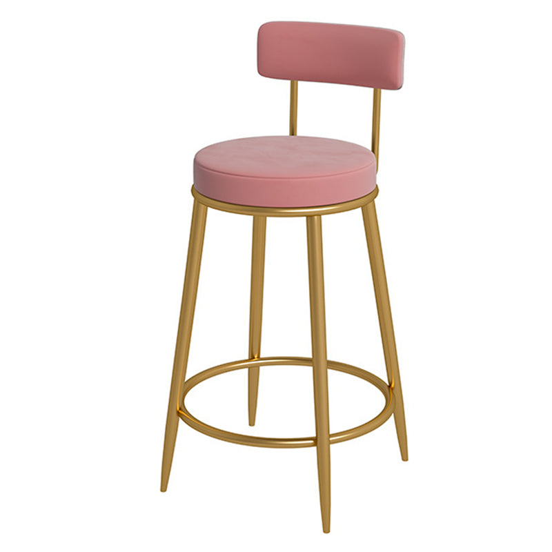 Glam Velvet Restaurant Counter Stool Matte Finish Footrest Barstool