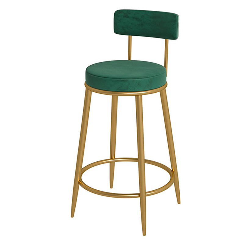 Glam Velvet Restaurant Counter Stool Matte Finish Footrest Barstool