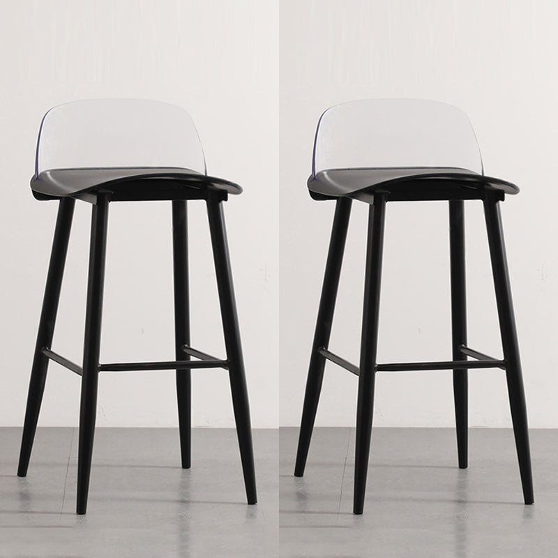 Modern Armless Backrest Counter Stool Iron Cafe Bar Stool with Acrylic Seat and Pedal