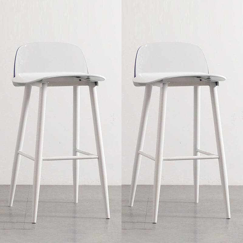 Modern Armless Backrest Counter Stool Iron Cafe Bar Stool with Acrylic Seat and Pedal