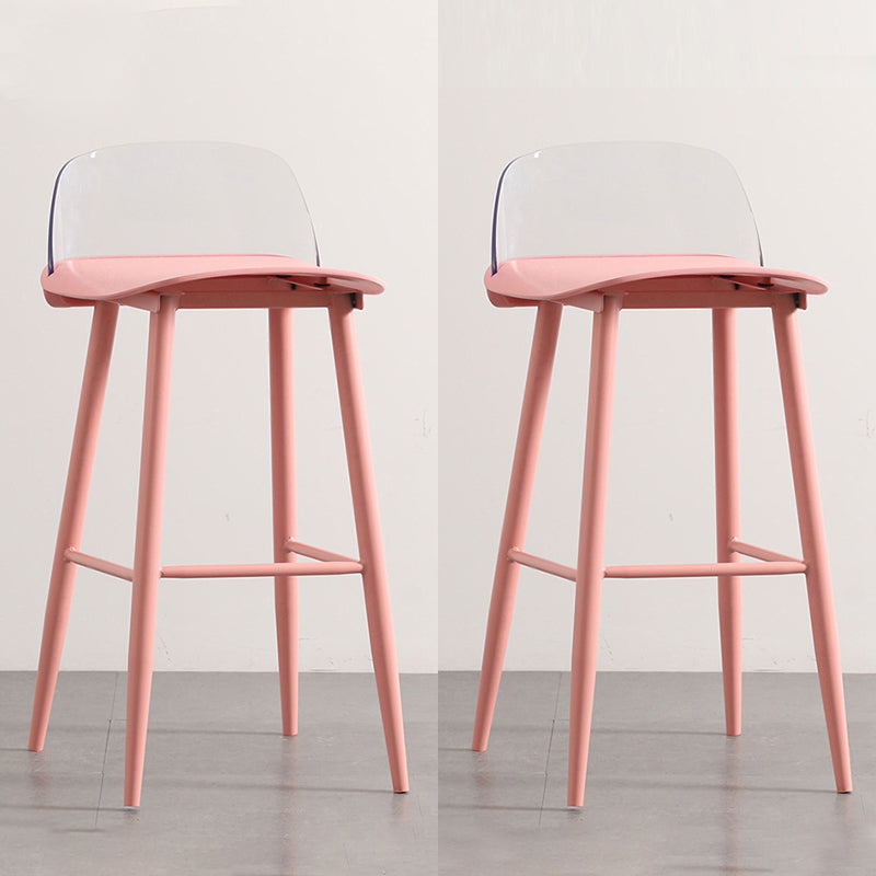 Modern Armless Backrest Counter Stool Iron Cafe Bar Stool with Acrylic Seat and Pedal