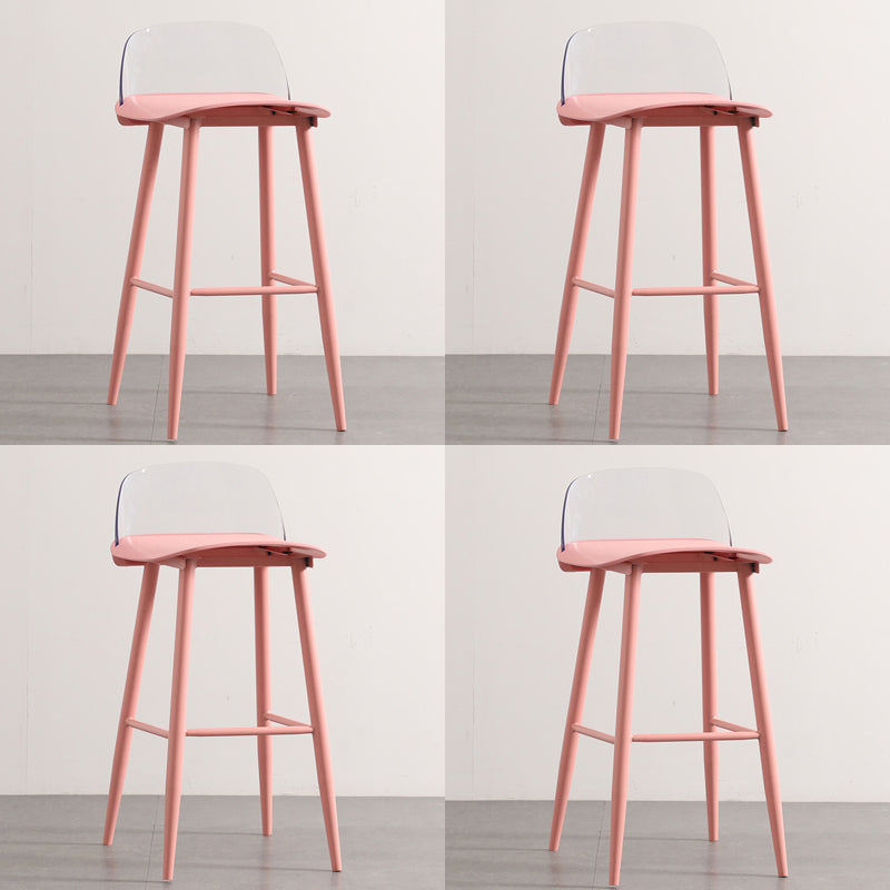 Modern Armless Backrest Counter Stool Iron Cafe Bar Stool with Acrylic Seat and Pedal
