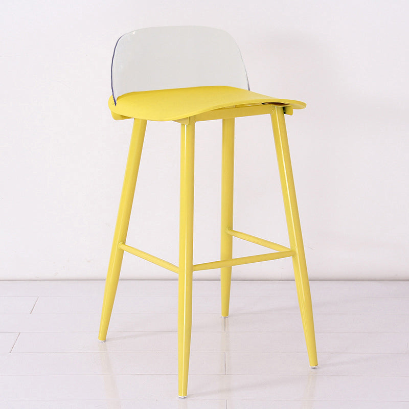 Modern Armless Backrest Counter Stool Iron Cafe Bar Stool with Acrylic Seat and Pedal