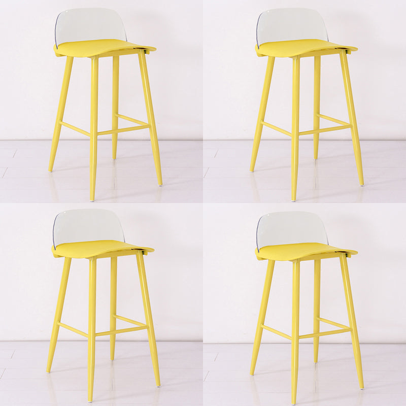 Modern Armless Backrest Counter Stool Iron Cafe Bar Stool with Acrylic Seat and Pedal