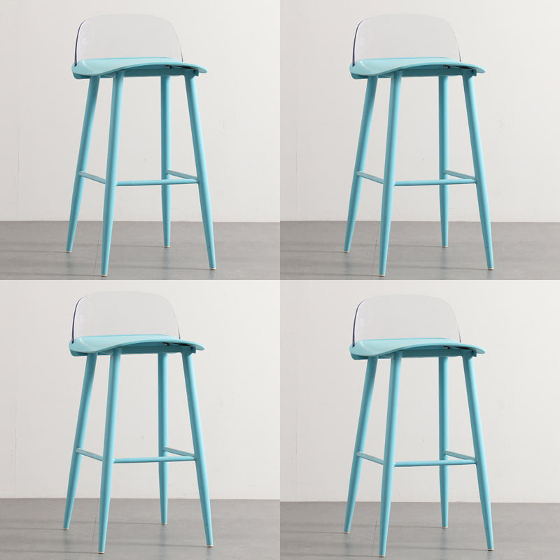 Modern Armless Backrest Counter Stool Iron Cafe Bar Stool with Acrylic Seat and Pedal