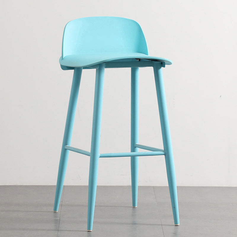 Modern Armless Backrest Counter Stool Iron Cafe Bar Stool with Acrylic Seat and Pedal