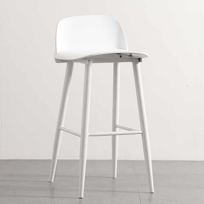 Modern Armless Backrest Counter Stool Iron Cafe Bar Stool with Acrylic Seat and Pedal