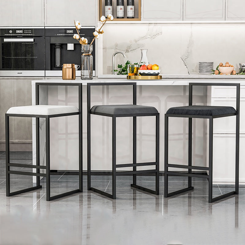 Modern Jewelry Shop Velvet Counter Stools Matte Finish Footrest Barstool