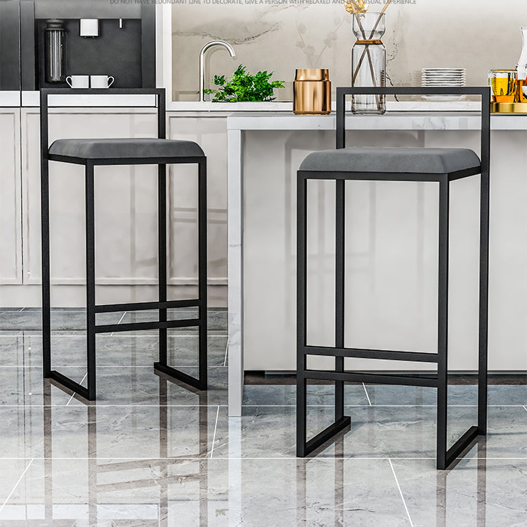 Modern Jewelry Shop Velvet Counter Stools Matte Finish Footrest Barstool