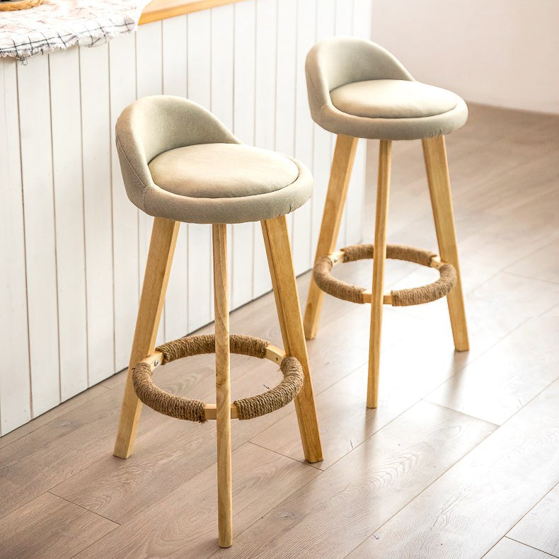 Modern Armless Backrest Counter Stool Rubber Wood kitchen Bar Stool with Cushion and Pedal