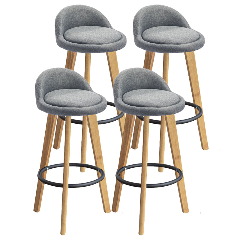 Modern Armless Backrest Counter Stool Rubber Wood kitchen Bar Stool with Cushion and Pedal