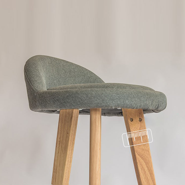 Modern Armless Backrest Counter Stool Rubber Wood kitchen Bar Stool with Cushion and Pedal