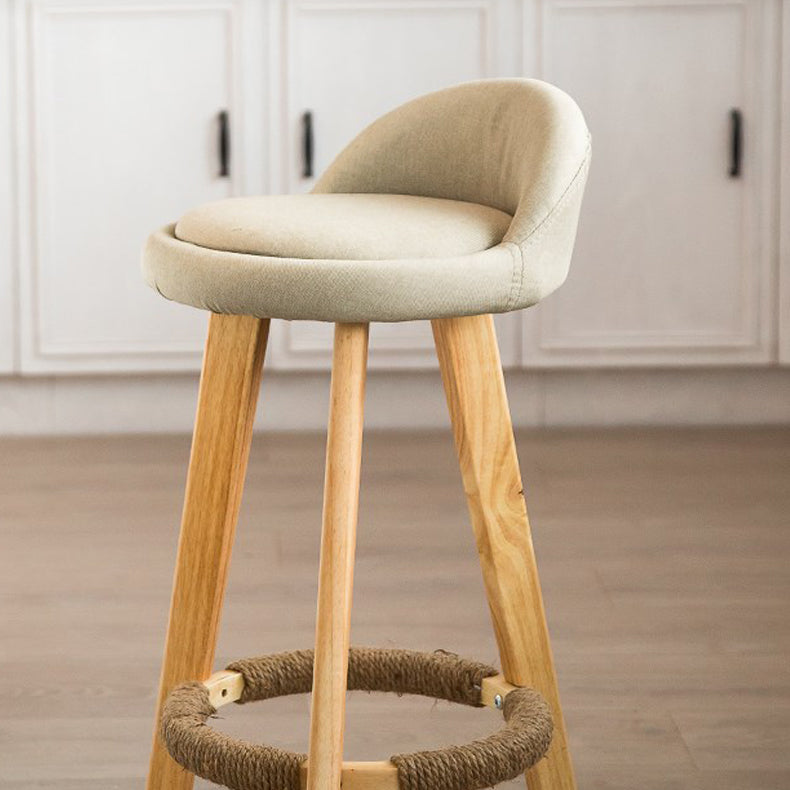 Modern Armless Backrest Counter Stool Rubber Wood kitchen Bar Stool with Cushion and Pedal