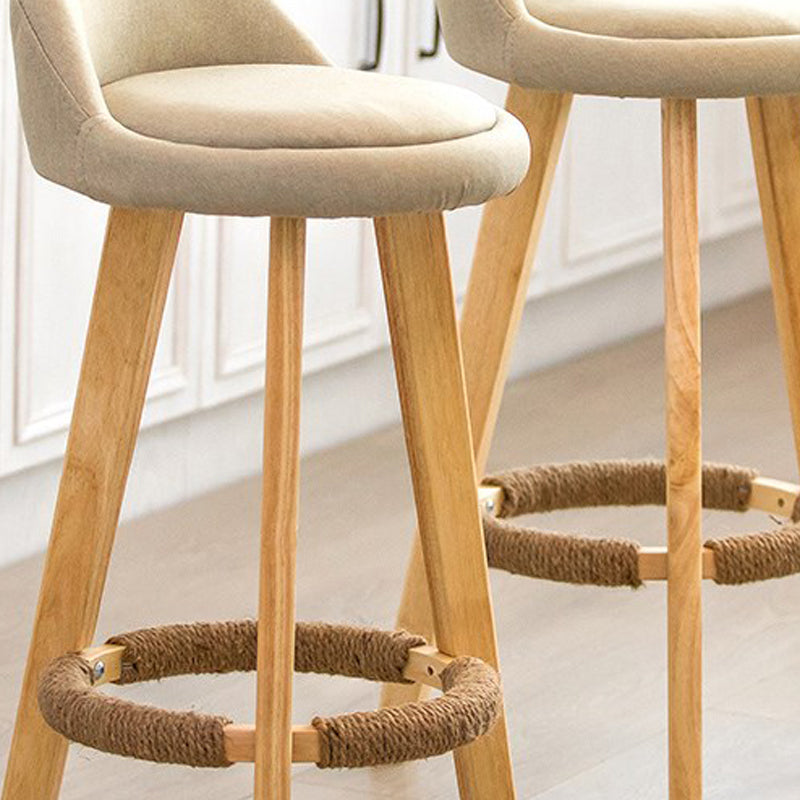 Modern Armless Backrest Counter Stool Rubber Wood kitchen Bar Stool with Cushion and Pedal