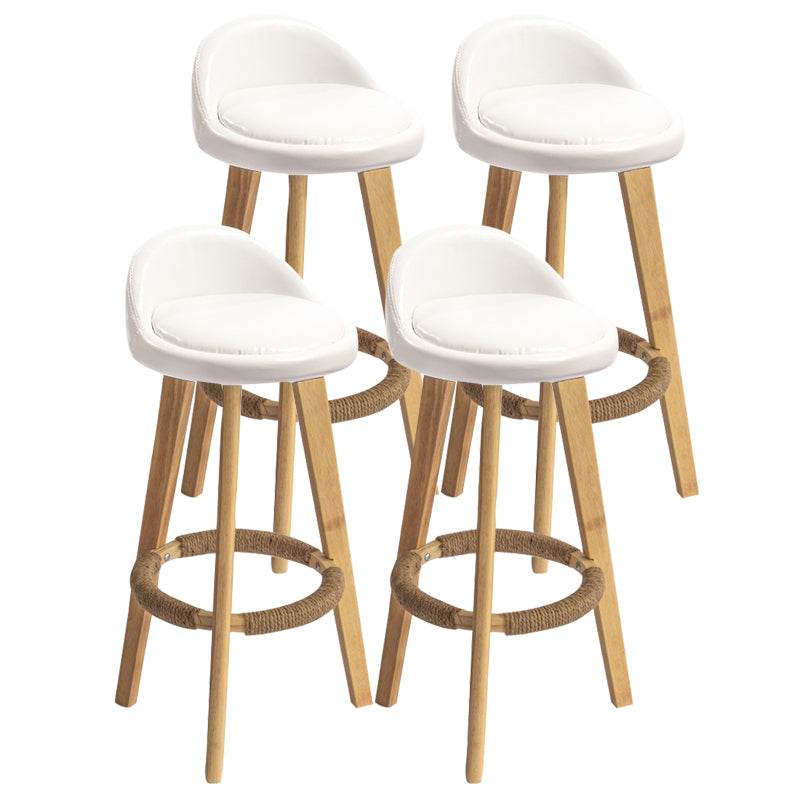 Modern Armless Backrest Counter Stool Rubber Wood kitchen Bar Stool with Cushion and Pedal
