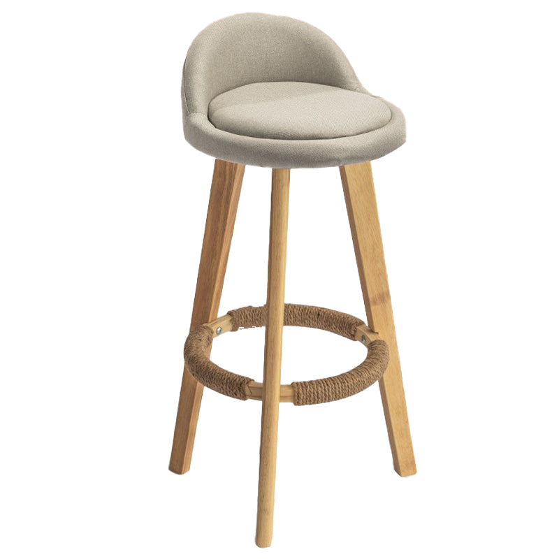 Modern Armless Backrest Counter Stool Rubber Wood kitchen Bar Stool with Cushion and Pedal