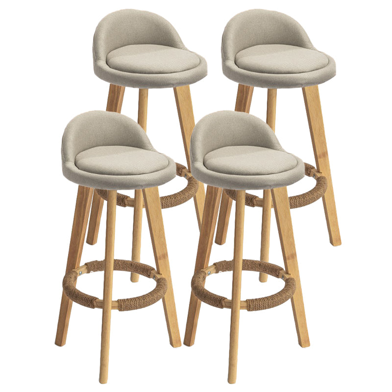 Modern Armless Backrest Counter Stool Rubber Wood kitchen Bar Stool with Cushion and Pedal